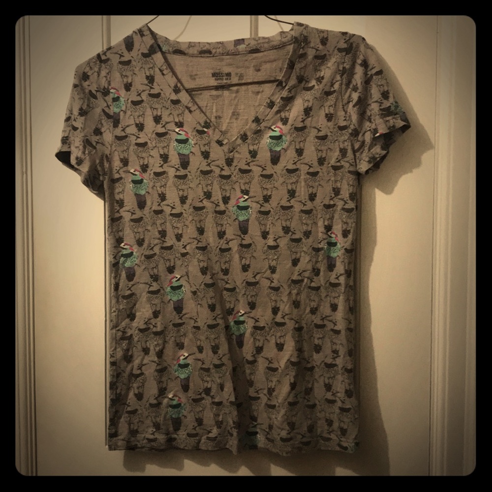 Cotton blend humming bird print shirt